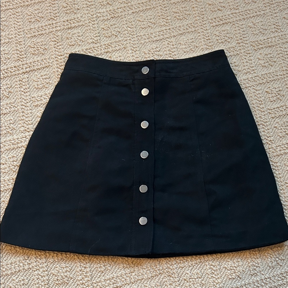 H&M Black A-Line Skirt with Silver Buttons